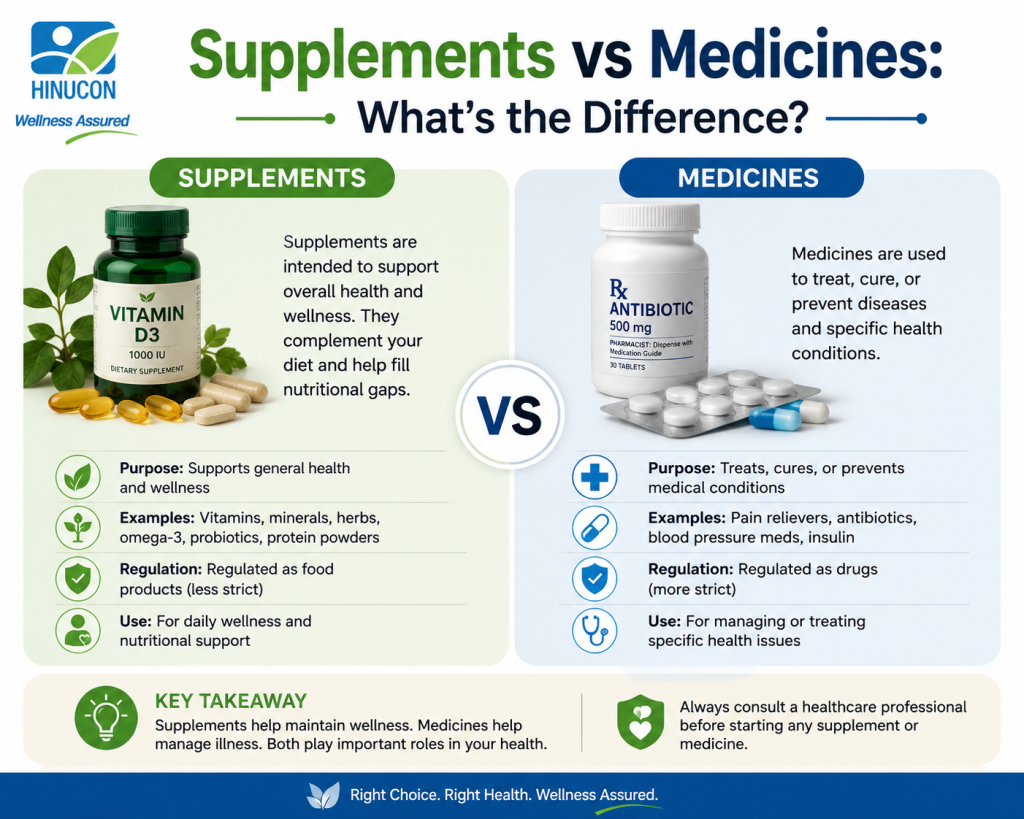 Difference Between Supplements And Medicines | Hinucon