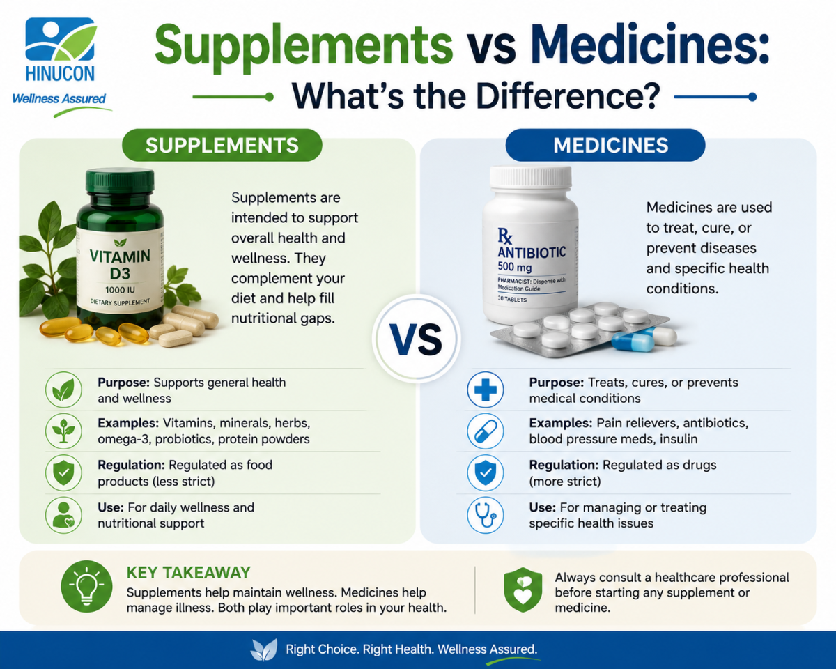 Difference Between Supplements And Medicines | Hinucon